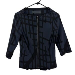 Porto San Francisco Jacket Womens Size 1 Blue Black Full Zip Career Pleat